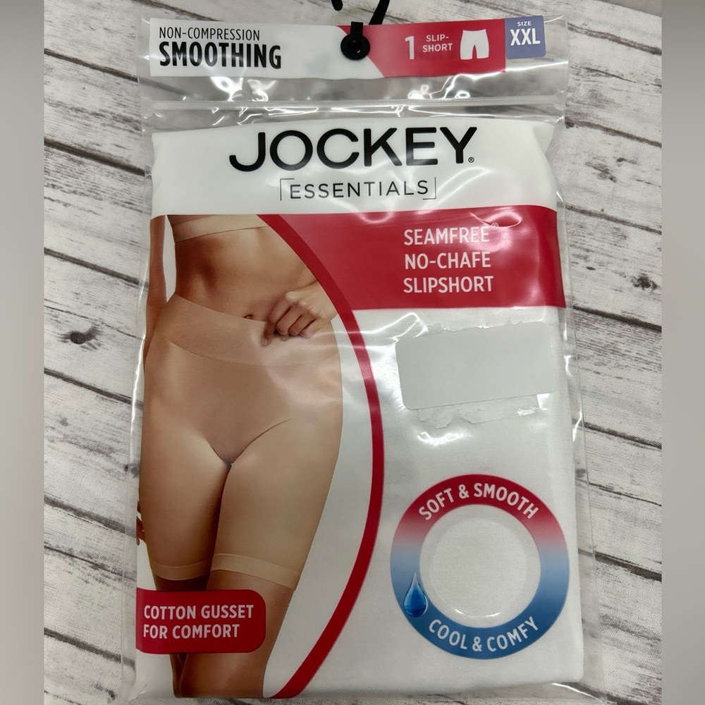 Jockey Essentials Women's Slipshort Size 2XL  White Seamfree No-Chafe Slipshort